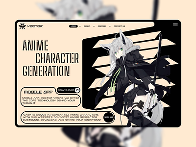 VECTOR( A.I. anime character generation Web UI) graphic design ui uiux userexperience userinterface webdesign