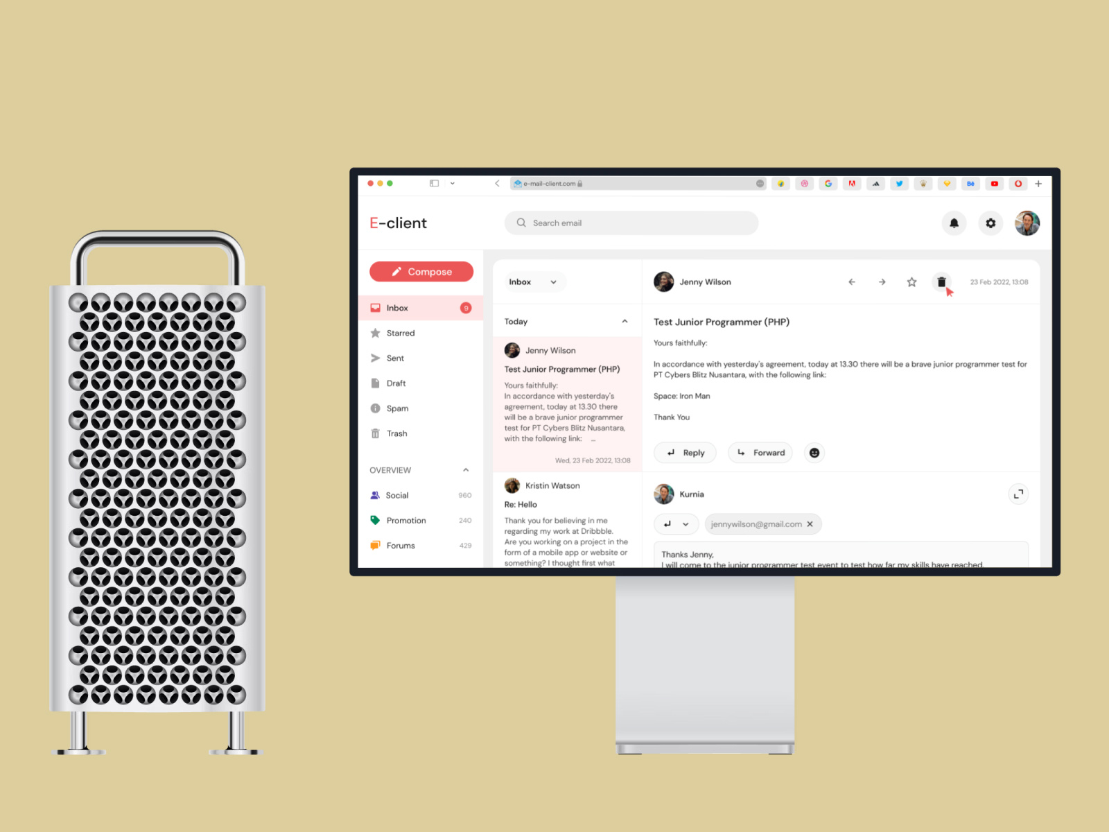 E-client | Email Client Dashboard app client dashboard design email figma inbox interface minimalism redesign ui uiux ux website