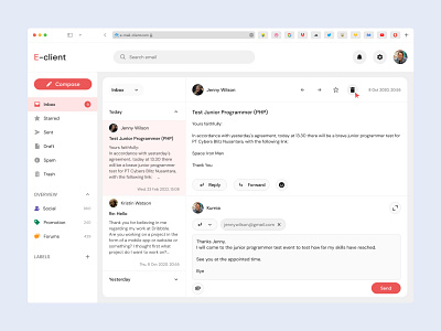 E-client | Email Client Dashboard app client dashboard design email figma inbox interface minimalism redesign ui uiux ux website