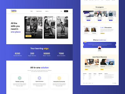 edEDGE- E-learning / Education Website branddesign branding designcommunity designsystem education educationbranding educationwebsite figma foecht landingpage learning learningplatform logodesign onlinelearning ui ux webpage websitedesign