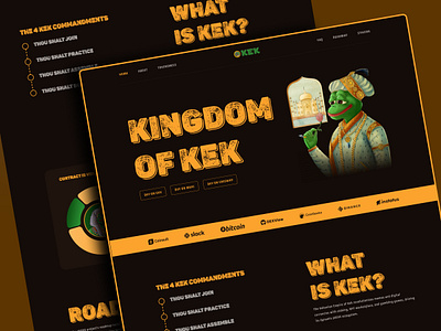 Kingdomof kek pepe website design. animation blockchain crypto meme coin website design cryptocurrency logo meme marketing agency meme markteting motion graphics pepecoin ui uiux web3 meme