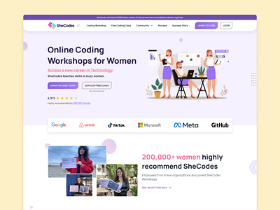 SheCode LandingPage Redesign 2024 homepage inspiration landingpage latest online coding shecode trending trends ui design women code