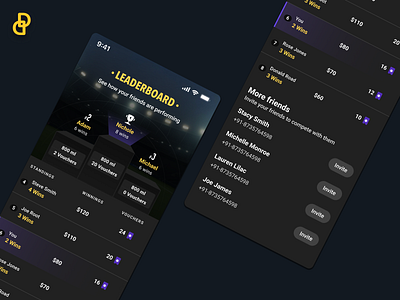 Leaderboard UI black challenge dark darkmode fantasyapp flat football fun game inspiration invite landing page landingpage leaderboard leaderboardui minimal position ranking sport sports