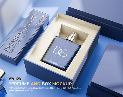 Perfume And Box Mockup package