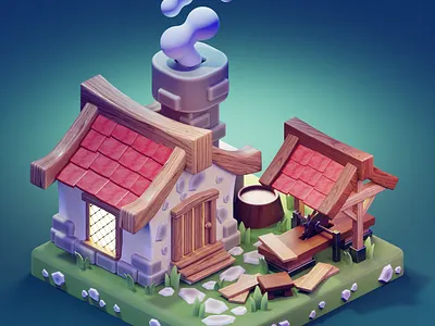 Lumber Mill 3d 3d art 3d artist 3d design 3d illustration 3d isometric 3d model 3d modeling 3d modelling blender cycles blender eevee design game art game artist game design illustration isometric stylized