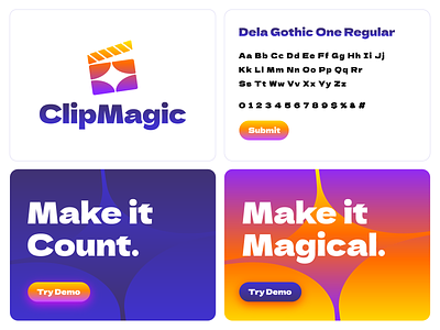 ClipMagic Logo and Style Guide (Unused for Sale) ai branding for sale unused buy logo media mihai dolganiuc design motion graphics play presentation star typography ui video