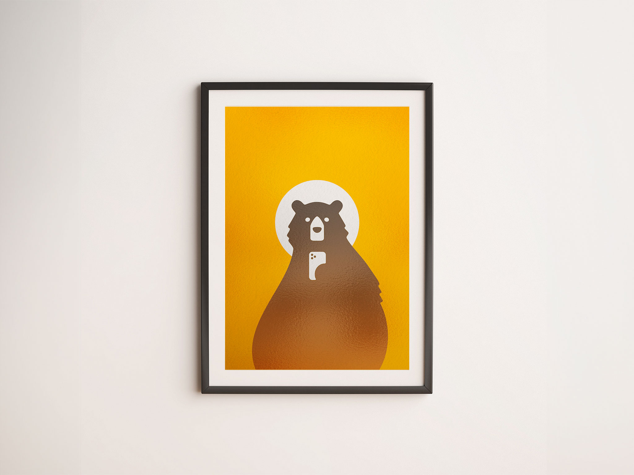 bear selfie sunset poster animal bear orange portrait poster print selfie sunset