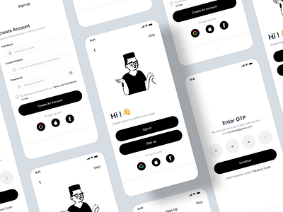 Sign up Page animation app app design beautiful ui black and white branding clean creative digital ecommerce figma home page interface minimal product sign up simple ui splash screen ui design ux design