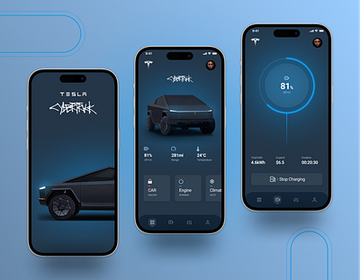 Tesla design mobile app uiux