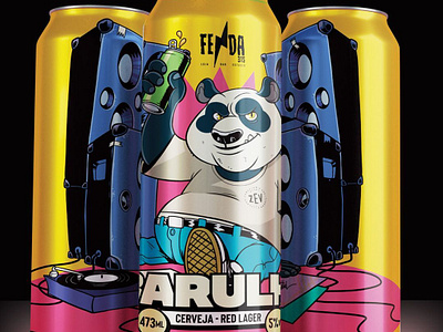 Cerveja Barulho X Wagner Loud beer characters drink label packaging panda