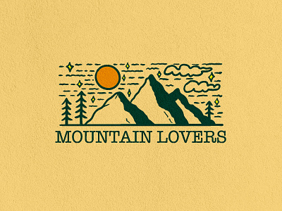 Mountain Lovers apparel brand identity clouds graphic design illustration logo logo design lovers mountain procreate sun tree tshirt visual identity