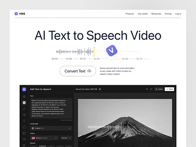 AI Voice Generator - Landing Page ai animation design landing page minimal offgrid pixelatestudio saas typography website