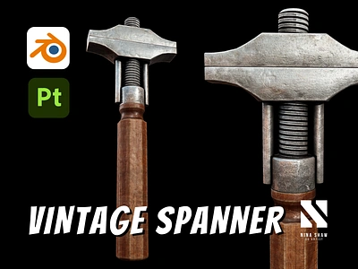 Vintage Spanner 3d industrial spanner tool wrench