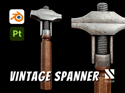 Vintage Spanner 3d industrial spanner tool wrench