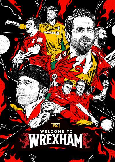 Welcome to Wrexham - Pitch character football illustrated football illustrated soccer illustration illustrator people pitch portrait portrait illustration procreate soccer wrexham
