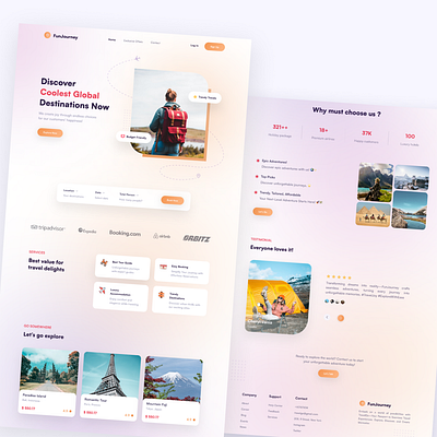 Landing Page - Travel Web FunJourney company profile design thinking journey app landing page travel ui ui design uiux ux ux research uxui web design