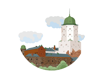 Old town Vyborg II illustration old town vector vyborg