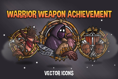 Free Warrior Weapon Achievement Vector Icons 2d achievement achievements art asset assets fantasy game game assets gamedev icon icons illustration indie indie game pack rpg skill skills vector