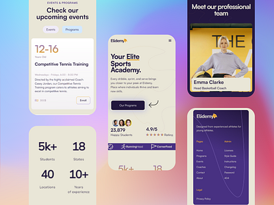 Sport Academy Webflow Template - Mobile Version Home Page branding design football graphic design ui ux webflow webflow template