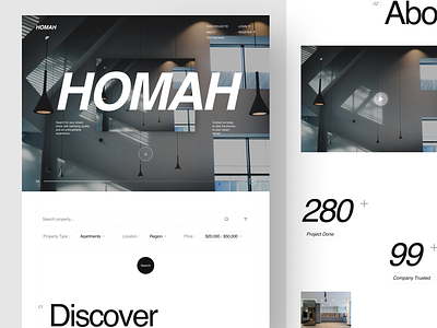 HOMAH - Real Estate Landing Page bold style home homes landing page modern style platform property real estate real estate landing page real estate platform website