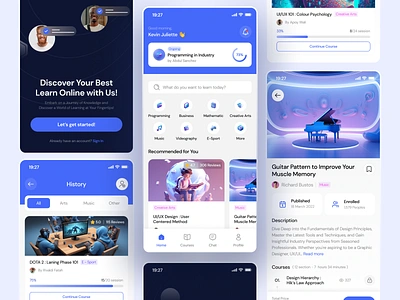 Courjoy - Online Course Mobile App app app design class clean courses courses app design e learning learning learning app learning platform online courses online learning study ui uiux ux