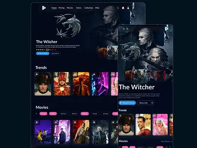 Movie & Series Website animation branding film graphic design motion graphics movie responsive ui uidesign uiux