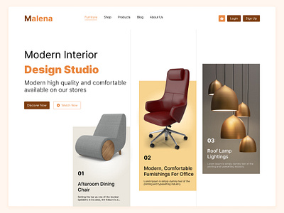 Malena - Furniture Landing Page creative ui design landing page design layout design modern design ui