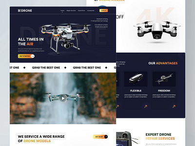 Drone website - landing page. aerial autel drone delivery drone dji drone drone app drone battery drone camera 4k drone dji drone fpv drone photography drone uav drones fly landing page mavic military drone quadcopter uav uidesign