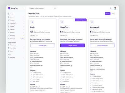 ShopZen - Pricing Plan clean dashboard e commerce ecommerce website plan price pricing pricing page pricing plan pricing table saas saas landing page shopify shopify design shopify saas product table ux ui web design website