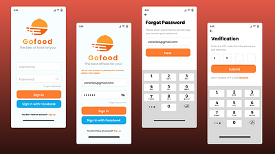 Gofood- Online delivery account canva delivery design designing figma food graphic design illustration incorrect login online order order password sign in signin ui uiux ux verify