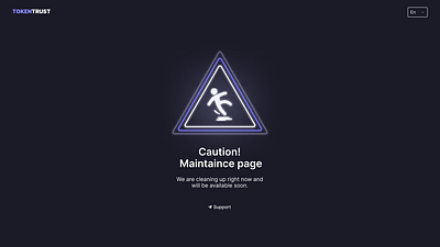 Maintaince page 404 black block blue caution crypto cyber dark error illustration maintaince maintaince page page refresh repair support token ui web