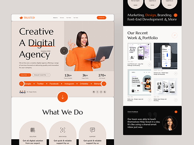 TRUSTED - Digital Agency Landing Page agency agency landing page agency template branding design landing page motion graphics saas ui uiux design ux