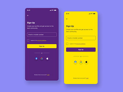 Sign Up Page mobile design ui web design