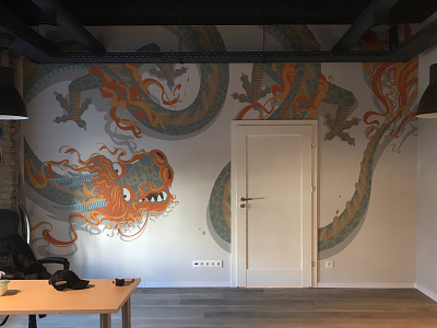 Dragon in office design dragon fake illu illustration kaunas lithuania neomural plugas project visualisation