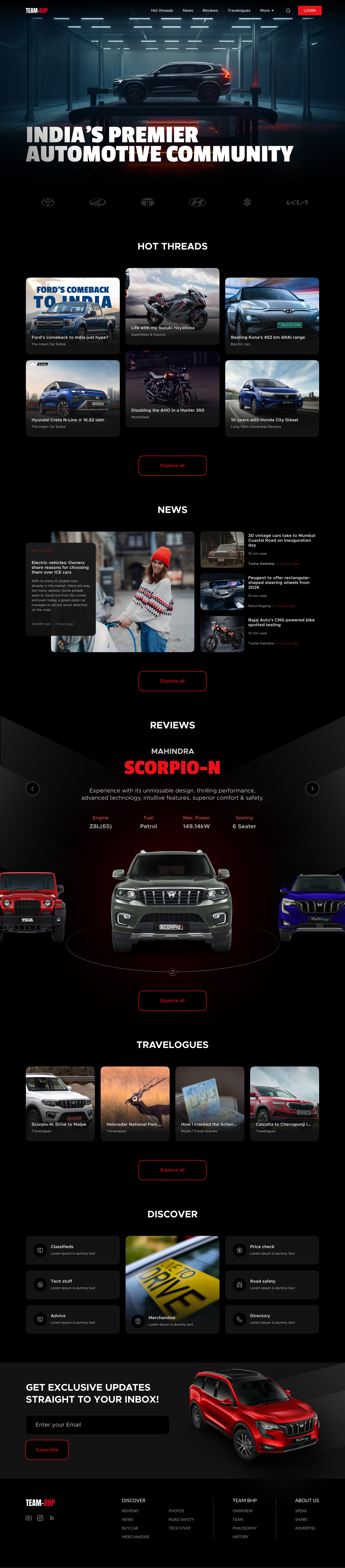 Team BHP Website Re-Design automotive car dailychallenge design homepage landing page redesign ui uidesign uiux uiux dailyachallenge website
