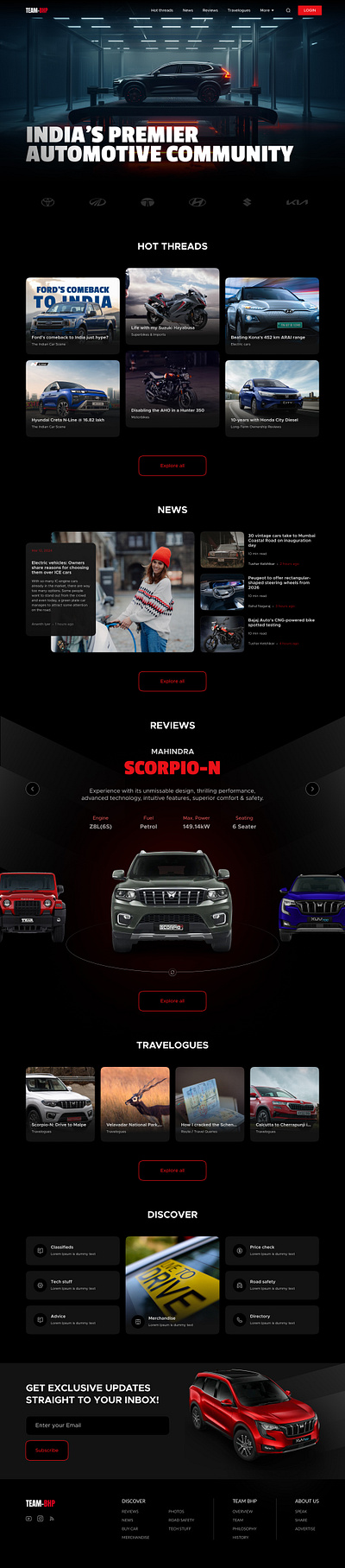 Team BHP Website Re-Design automotive car dailychallenge design homepage landing page redesign ui uidesign uiux uiux dailyachallenge website