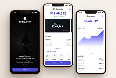Crypto App Design. investment, android, ios, ux mobile android app case study crypto investment ios law mobile sleek ui