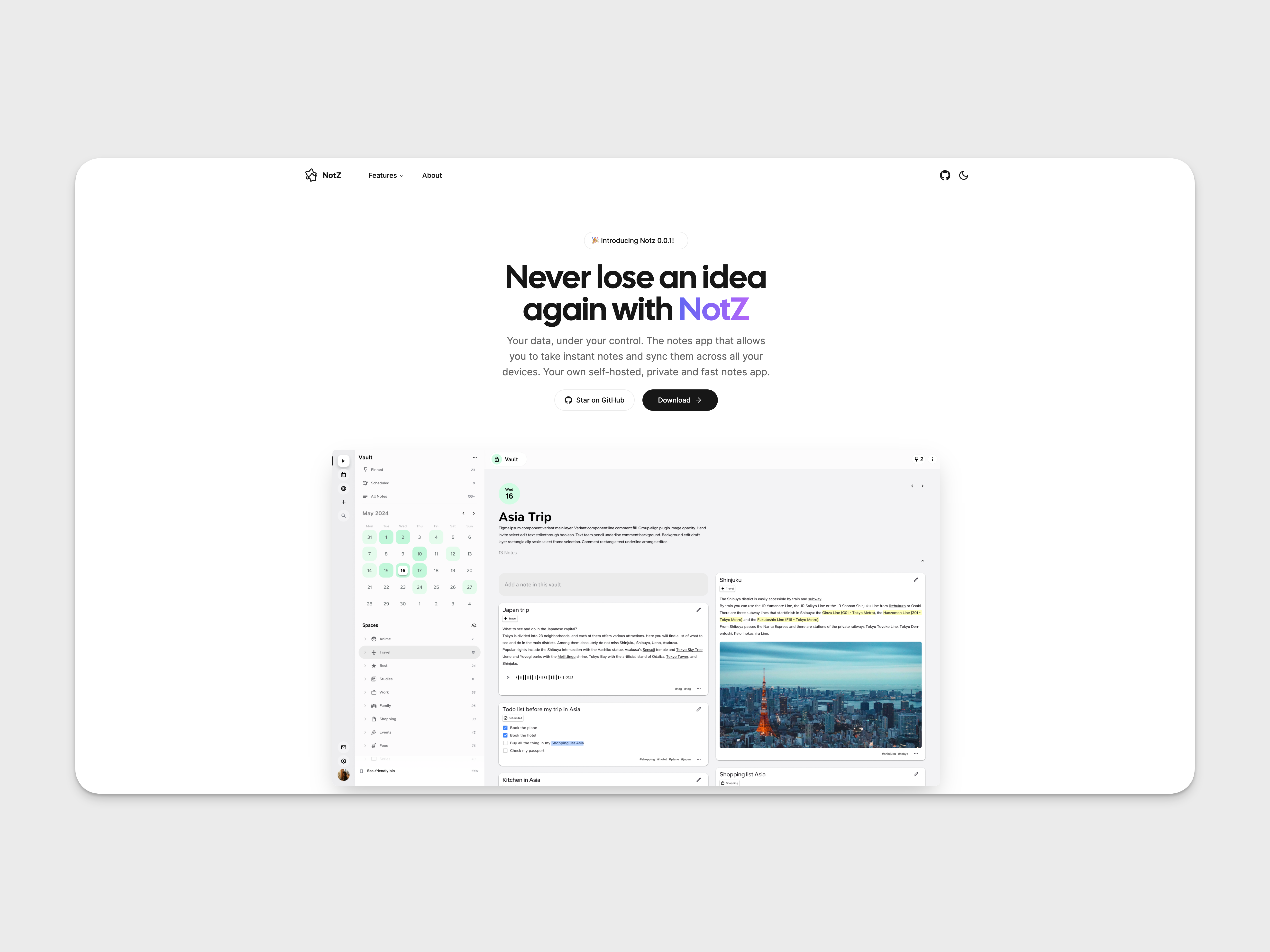 Notz Website - SaaS app design figma mockup notz ui website