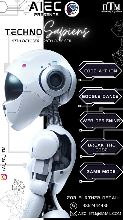Poster for TECHFEST ai design event fest futuristic graphic design poster robot techfest