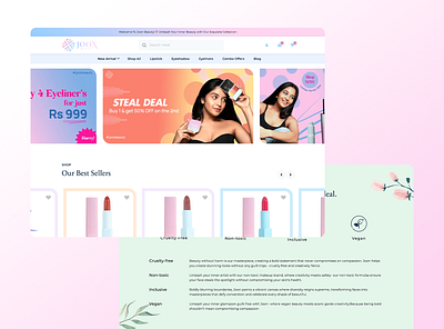 Joon Beauty - Cosmetics Ecommerce Website banner ui branding cosmetics design ecommerce header ui ui website website design website ui