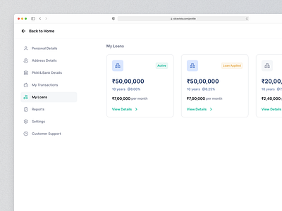 Profile Page - Loans | Fintech app app design dashboard fintech loan loan app property visual design