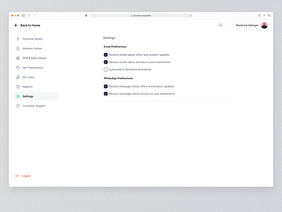 Settings Page | Web App app app design dashboard notification notification setting profile setting page settings ui uidesign uiux web app