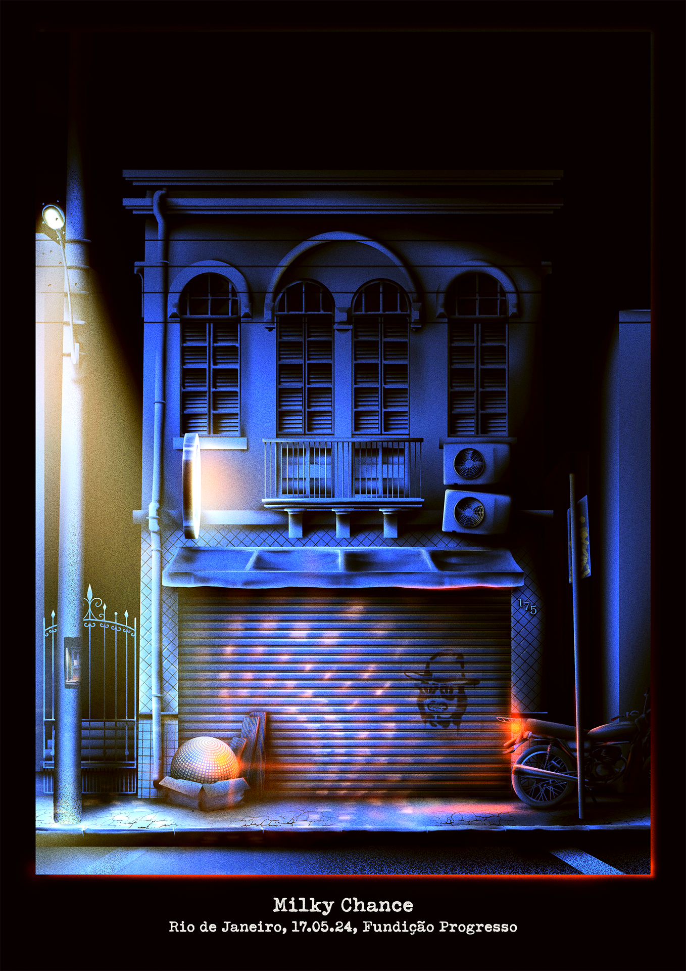 Disco Boy - Milky Chance Gig Poster - Brazil 2024 1/3 disco event gig poster graphic design illustration music mystery night noise poster retro texture vintage