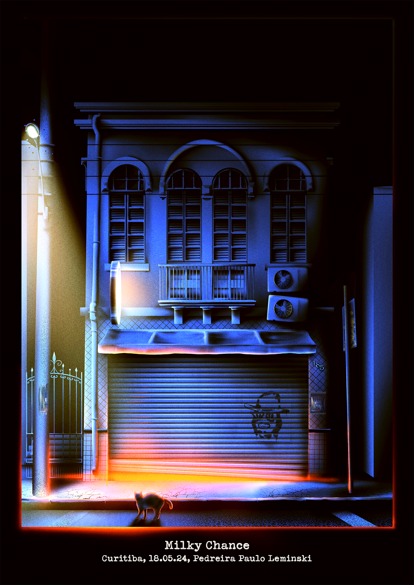 Something Odd - Milky Chance Brazil 2024 2/3 bar brazil cat gig poster graphic design illustration mystery night noise poster retro texture vintage