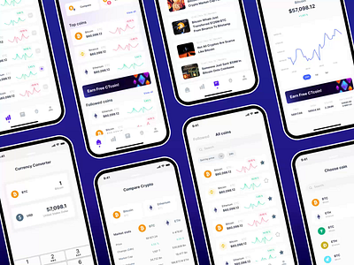 Intro to Mobile App | Crypto Currency Tracker animation bitcoin calculator coin crypto crypto currency tracker crypto graphics currency defi finance fintech home screen mobile app profit token tracker trading transactions uiux withdrawal