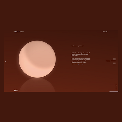 In the heart of shadows, light finds its stage >> landing page light light sphere lighting design reflections scroll based interactions web design webflow