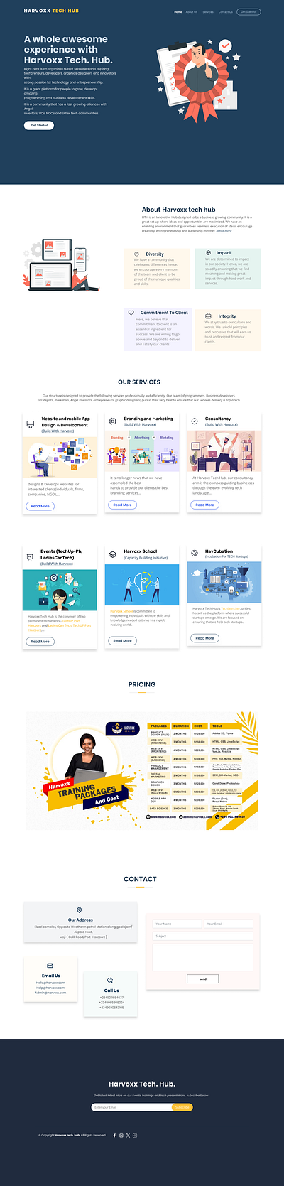 Landing Page For Harvoxx Tech Hub (Redesigning) ui