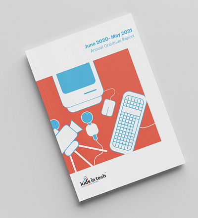 Kid's in Tech Annual Report branding illustration layout and composition layout design print design