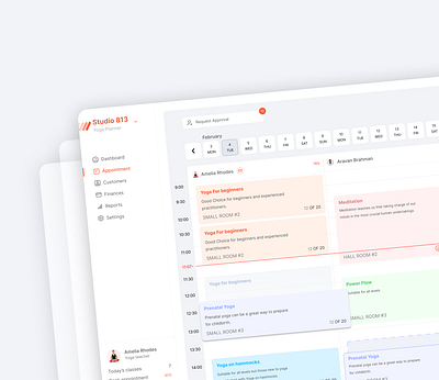 Yoga Planner calendar design interface ui uidesign ux uxdesign web webapp yoga yogaplanner