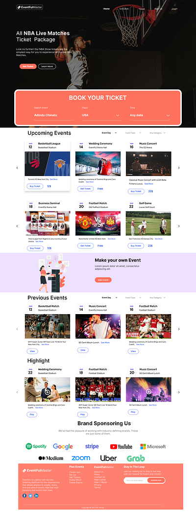 Event Booking Web Site ui